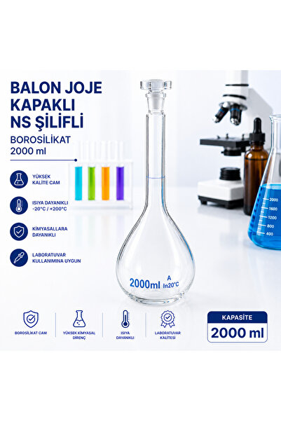 Боросиликатна тркалезна колба со капак и брусен спој 2000 ml