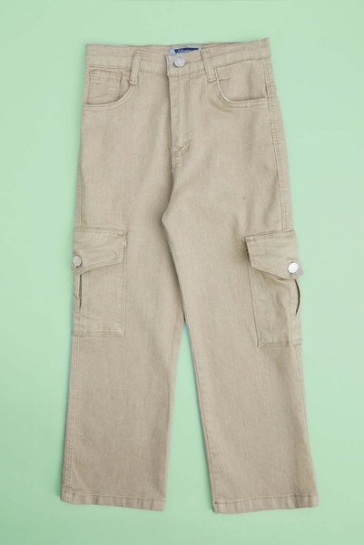 Adjustable Waistband Cargo Pocket Pack Palazzo Girls' Trousers