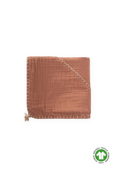 Double Layer Handmade Organic Muslin Triangle Towel (Washed) 75X75 cm Brown