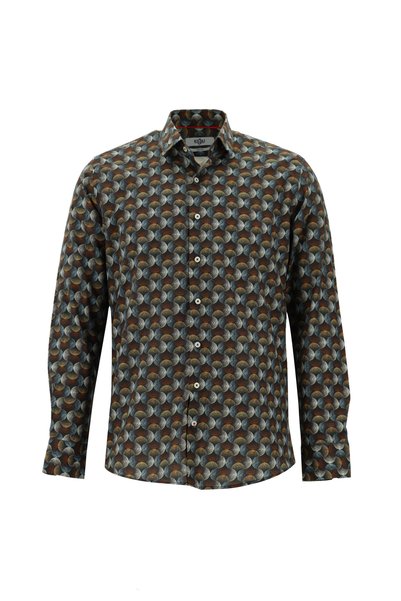 Long Sleeve Printed Slim Fit Slim Fit Cotton Shirt