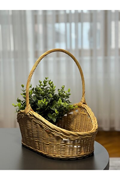 %100 природна ратан-бамбус-прутена (рачно плетена) декоративна повеќенаменска корпа за носење и организирање