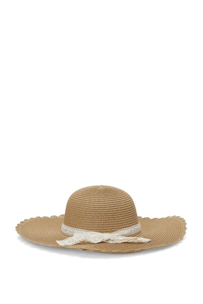 Straw Hat Women's Cream Lace Straw
