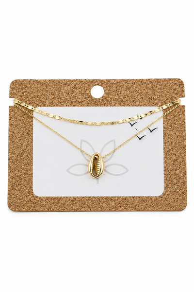 Women's Yellow Sea Shell Detailed 2-Piece Brass Bracelet Combination