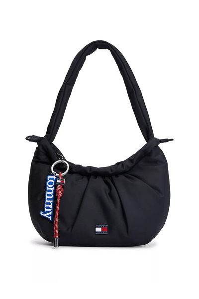 Women's Tommy Jeans Branded Cotton Bucket Cut Black Shoulder Bag