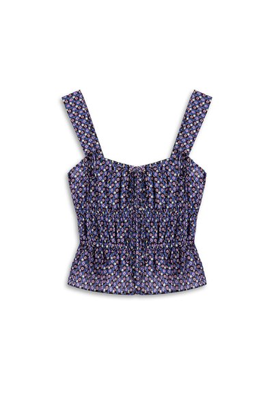 Patterned Elastic Waist Bluz