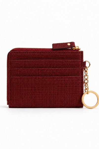 Zippered Card Holder Wallet with Keychain