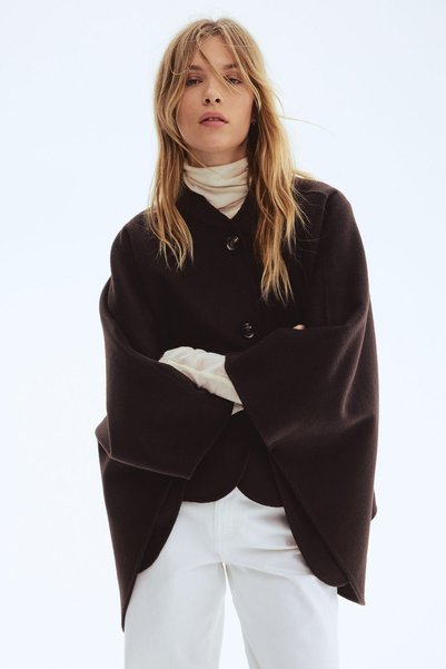 Wool Blend Cape Jacket