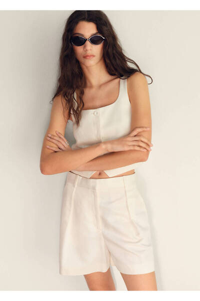 Linen Blended Fabric Vest