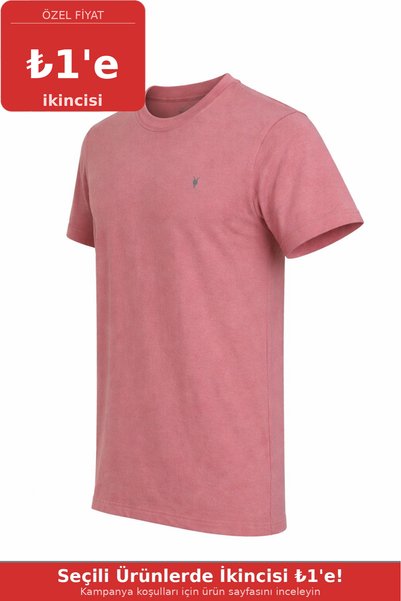 Men's Powder 100% Cotton Slim Fit Crew Neck Short Sleeve T-Shirt