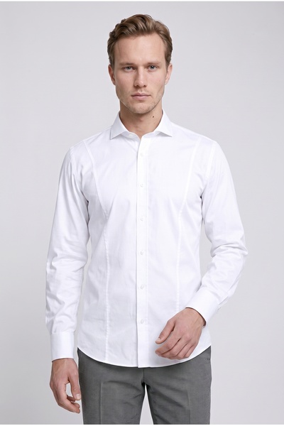 Ds Damat Slim Fit White Plain Shirt