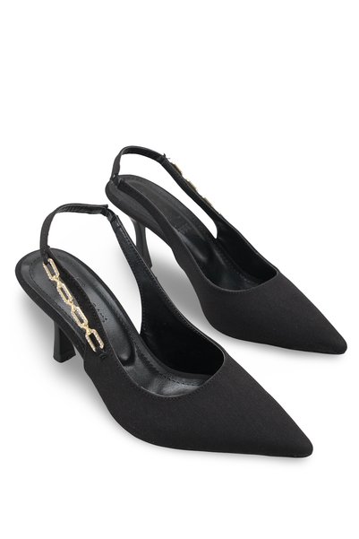 Women's Pointed Toe Open Back Thin Heeled Shoes 0012122 Matte Black