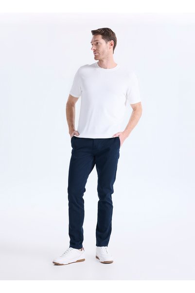 Navy Blue Men's Slim Fit Trousers Ace001262795