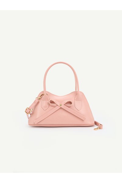Pink Shk335 Bow Detailed Zippered Long Strap Women's Hand, Arm and Shoulder Bag