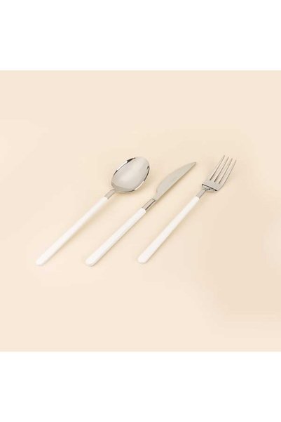 Kitchen Raya 18 Piece Fork Spoon Knife Set - White / Gray