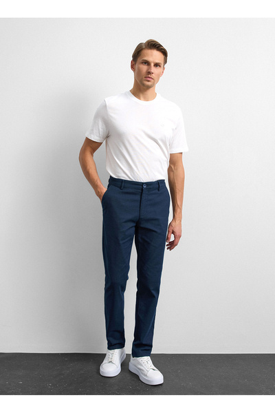 Navy Blue Men's Slim Fit Trousers B35W30012