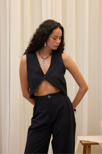 Montana Black Vest Trousers Set