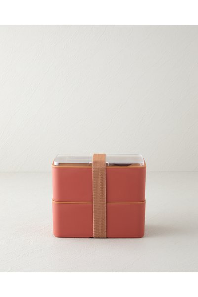 Mezaluna Time Plastic 2 Layer Lunch Box 1 L- 1 L Orange