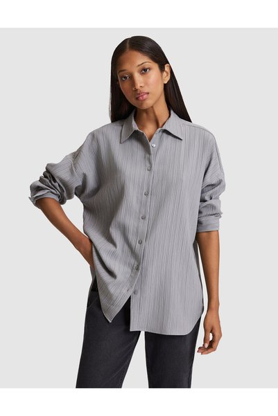 Gray Oversize Long Sleeve Shirt 50318232-Vr024