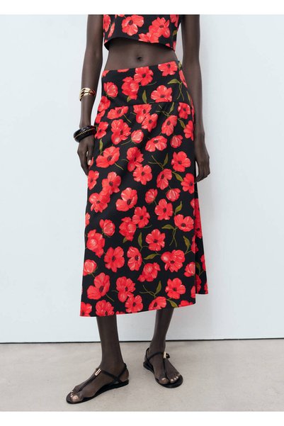 Floral Print A-Line Skirt
