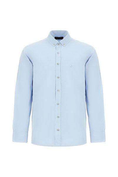 Long Sleeve Regular Fit Cotton Button Lapel Oxford Shirt