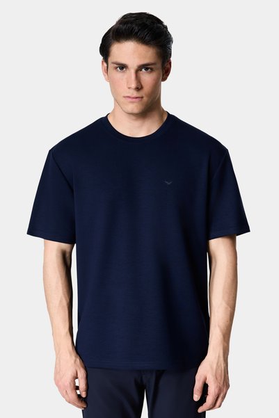 Ds Damat Comfort Fit Navy Blue Soft Viscose Blended Comfortable Crew Neck T-Shirt
