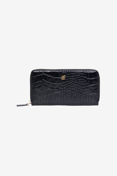 ZIPPER CLOSURE LONG LEATHER WALLET