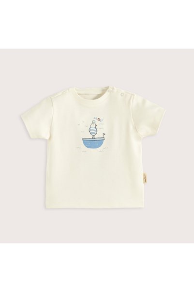 Sea Side Printed Tshirt Ecru