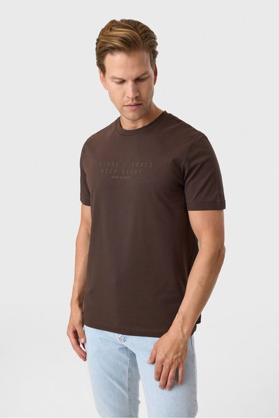 Relaxed fit printed coffee crew neck t-shirt
