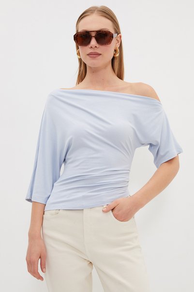 Draped Boat Neck Blouse