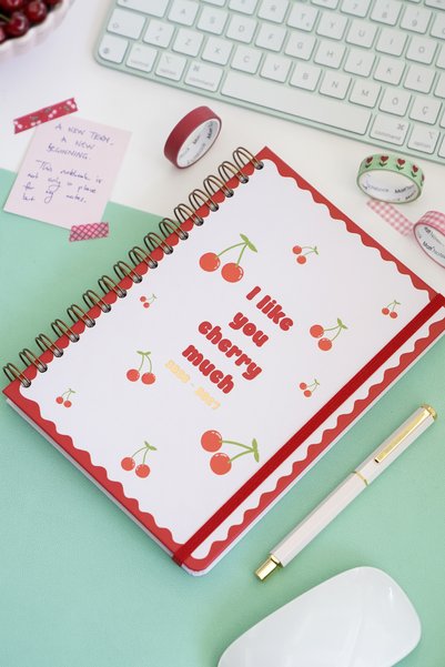 2026-2027 A5 Academic Agenda Spiral Bound 15X21 cm - 17 Months Cherry
