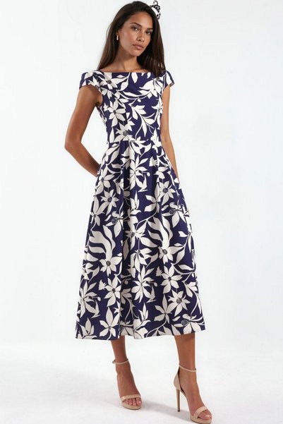 Patterned A-Line Midi Dress