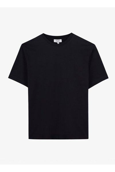 Black Men's 100% Cotton Oversize T-Shirt Alg25023 19-3911 Alegion T-Shirt