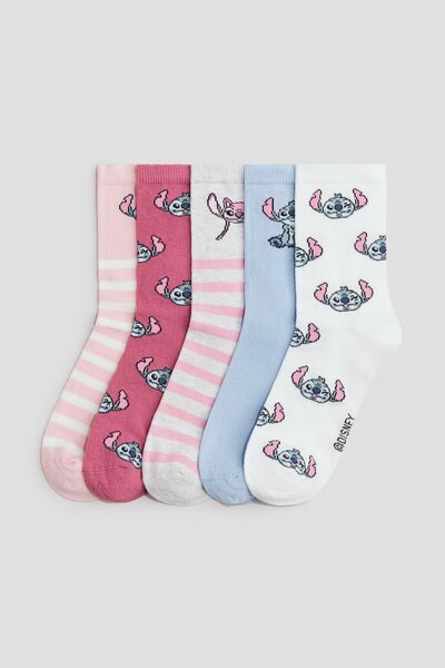 5 Pack Motif Detailed Socks