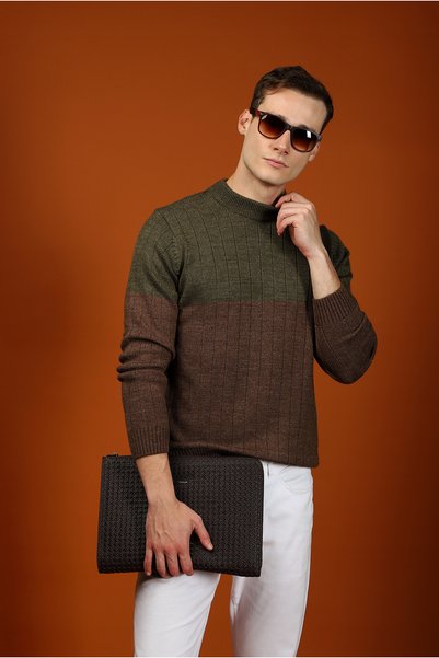 Crew Neck Slim Fit Slim Fit Patterned Knitwear Sweater