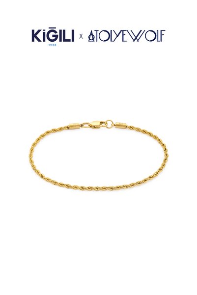 Stainless Steel Gold Plated Twisted Chain Bracelet X Atolyewolf