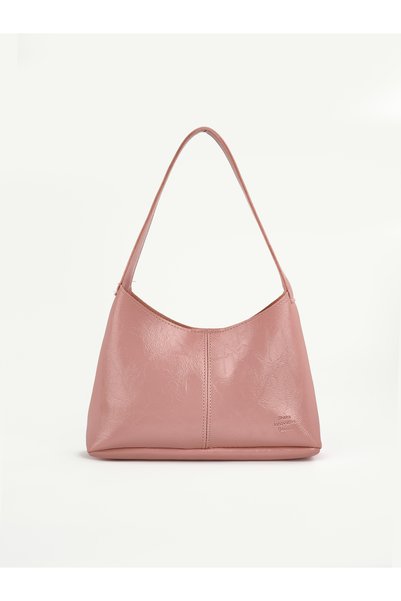 Wrinkled Textured Pink Shk281 Faux Leather, Snap Fasteners, Single Compartment, Hand, Arm and Shoulder Bag