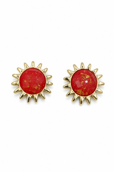 Red Yellow Colorful Sun Motif Bijouterie Earrings Women's Jewelry Accessory