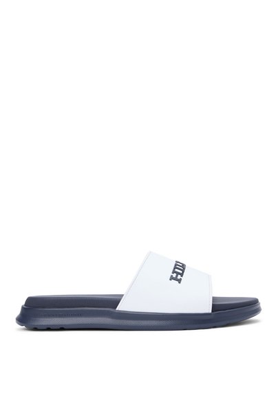 White Men's Beach Slippers Dual Density Hilfiger Pool Slide