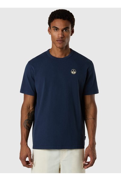 Dark Navy Blue Men's Regular Fit Printed T-Shirt Ns0000693165