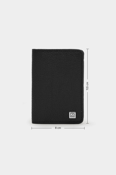 Ds Damat Black 100% Genuine Leather Card Holder Wallet