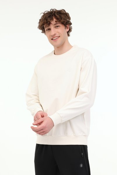 Mb Sn75 C Neck Sw 5Fx Ecru Men's Sweatshirt