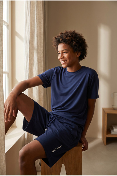 Children's Modal Short Sleeve Navy Blue T-Shirt