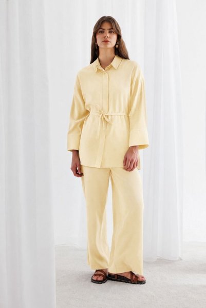 Modal Textured Yellow Tunic with D Buckle