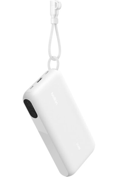 20,000 mAh 20W USB-C пренослива батерија со дигитален индикатор и вграден USB-C кабел