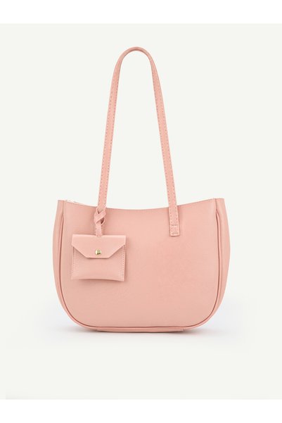 Pink Shk341 Faux Leather, Zippered, Wallet Charm Gift, Women's Hand, Arm and Shoulder Bag