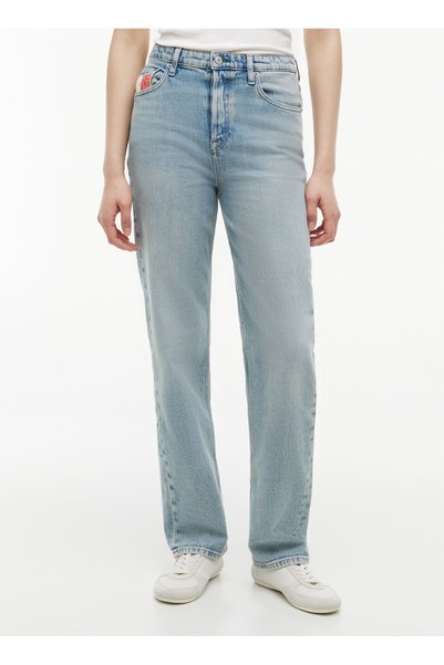 Blue Women's Slim Straight Denim Trousers Dw0Dw230351Ab