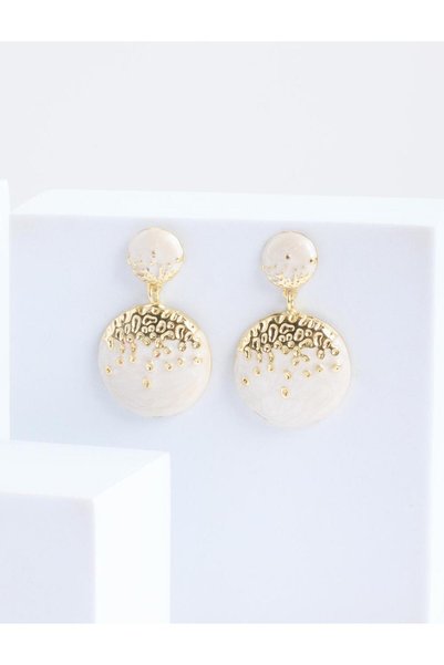 Stone Enamel Dangle Earrings