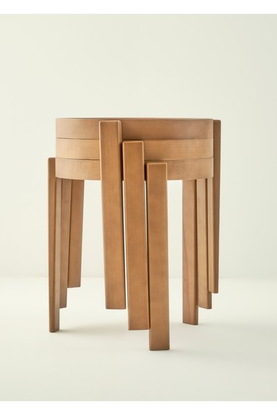 Milan Round 3-Piece Nesting Table Walnut (46x40 cm)