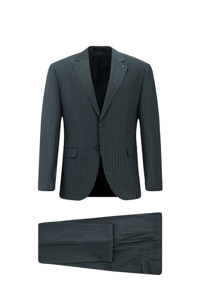 7 Drop Slim Fit Narrow Cut Wool Striped Suit