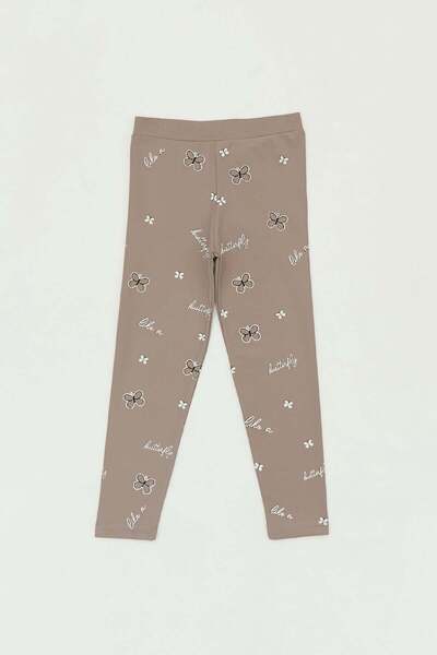 Butterfly Printed Girls' Leggings with Elastic Waist